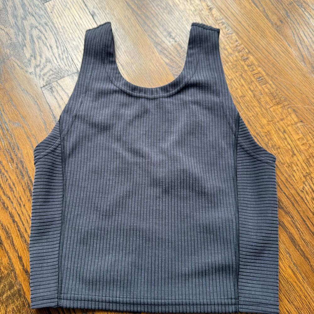 Lululemon Ribbed Softstreme Cropped Tank Top Dark Gray/Black Size 0 W1EDFS